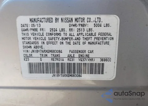 2014 Infiniti Q50 Sport из США, поврежденный, VIN JN1BV7ARXEM683084